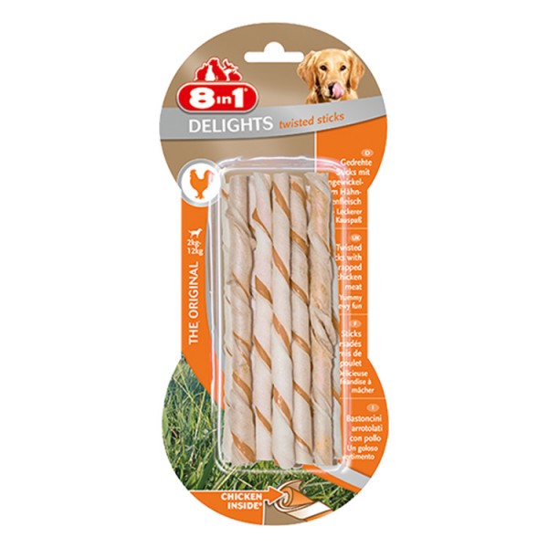 8in1 Delights Twisted Sticks Tavuklu Burgu Köpek Çiğnentisi 55 gr
