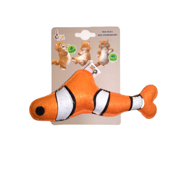 Dino Catnipli Kedi Oyuncağı Zilli Palyaço Balığı