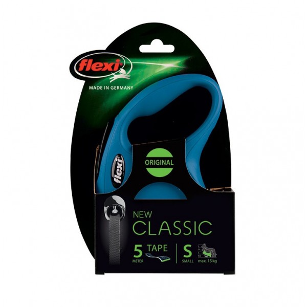 Flexi Tape New Classic S Otomatik Köpek Gezdirme Tasması 5 mt Mavi