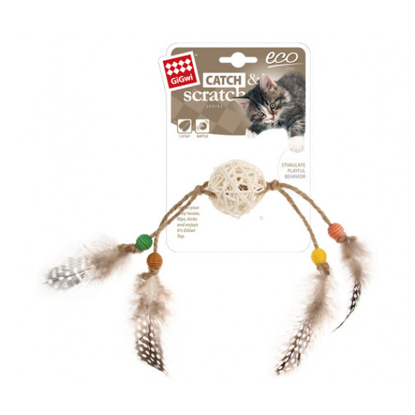 Gigwi Hasır Toplu Tüylü Kedi Oyuncağı