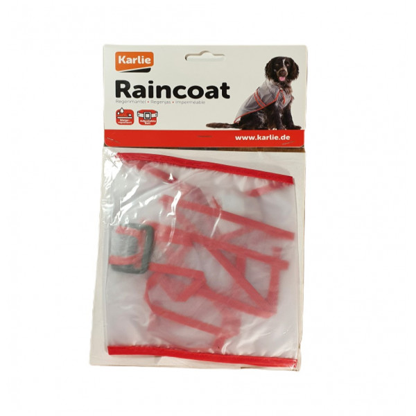 Karlie Şeffaf Köpek Yağmurluğu Kırmızı Şerit
