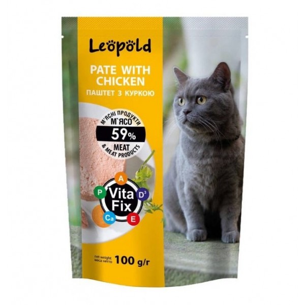 Leopold Kıyılmış Tavuklu Yaş Kedi Maması 100 gr