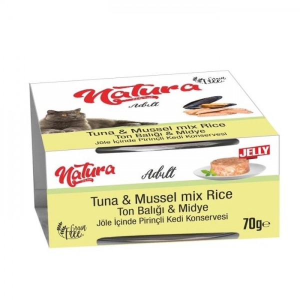 Natura Jöle İçinde Ton Balıklı Midyeli Yaş Kedi Maması 70 gr