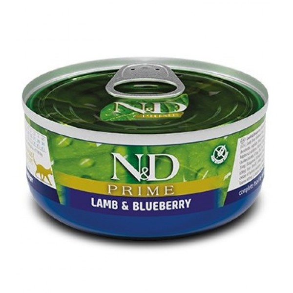 N&D Prime Tahılsız Yaş Kedi Maması Kuzu Etli Yaban Mersinli 70 gr