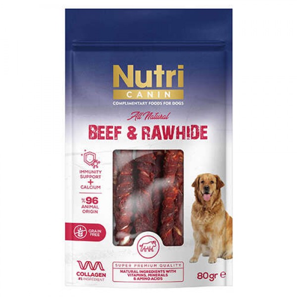 Nutri Canin Sığır Eti Sarılı Deri Burgu Köpek Ödülü 80 gr