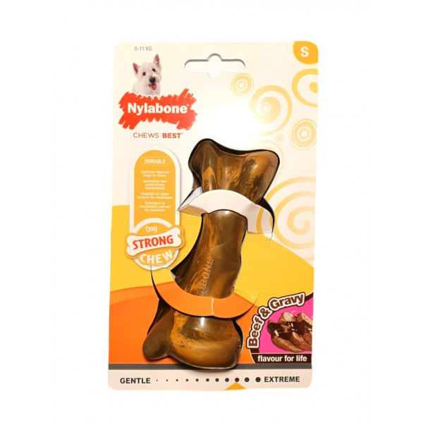 Nylabone Strong Dana Eti Gravy Sos Aromalı Köpek Çiğneme Oyuncağı S