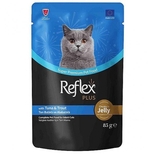 Reflex Plus Jöleli Ton Balıklı Alabalıklı Pouch Yaş Kedi Maması 85 gr