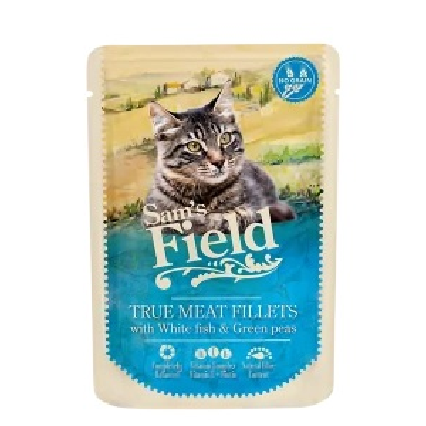 Sam's Field Tahılsız Yaş Kedi Maması Bezelyeli Alabalık Fileto 85 gr