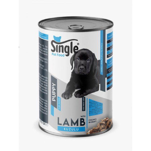 Single Kuzu Etli Yaş Yavru Köpek Maması 400 gr
