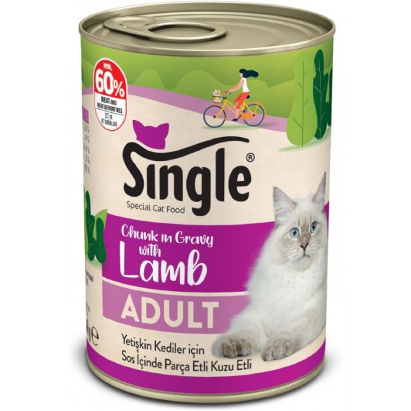 Single Sos İçinde Parça Kuzu Etli Yaş Kedi Maması 400 gr