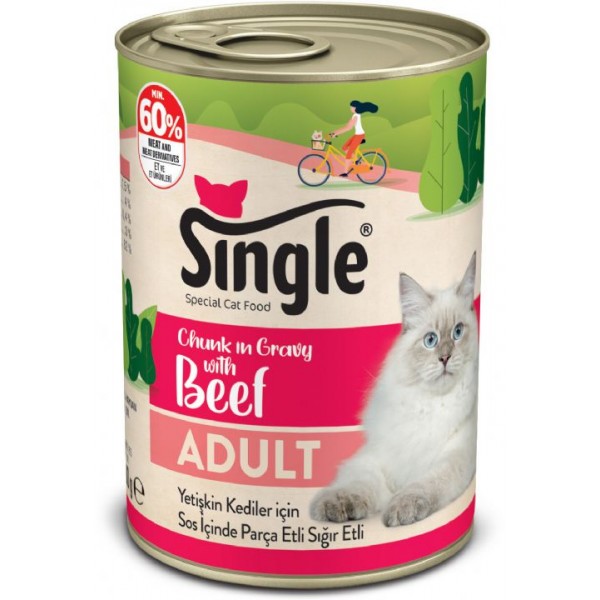 Single Sos İçinde Parça Sığır Etli Yaş Kedi Maması 400 gr