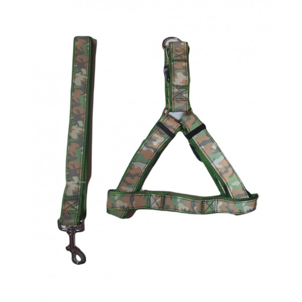 VMB Kamuflaj Desenli Köpek Göğüs Tasma Seti