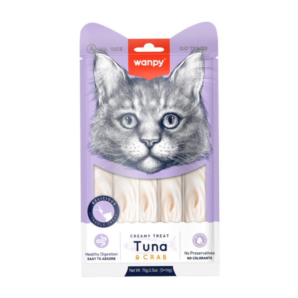 Wanpy Ton Balıklı Yengeçli Sıvı Kedi Ödülü 70 gr