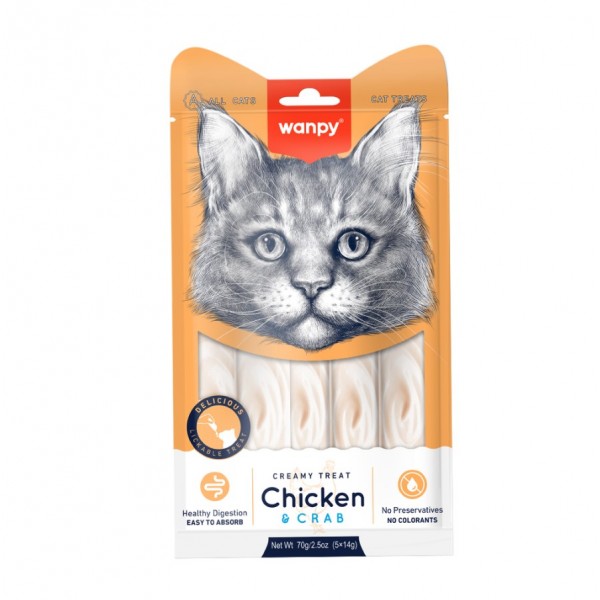 Wanpy Tavuklu Yengeçli Sıvı Kedi Ödülü 70 gr